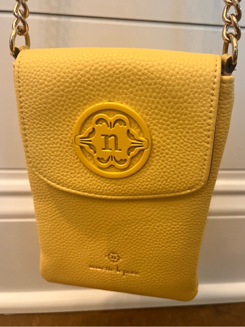 Nanette Lepore Daphney Media Super Soft Sunshine Yellow Leather Cross Body Bag